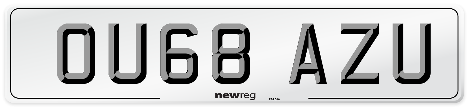 OU68 AZU Number Plate from New Reg